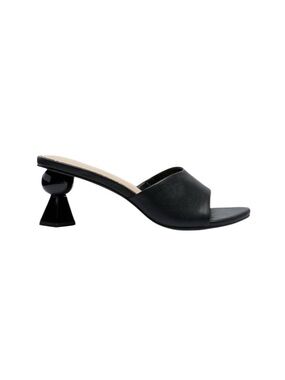 Penningtons Geometric Block Heel Slip On Sandals Black Size 12 WW
